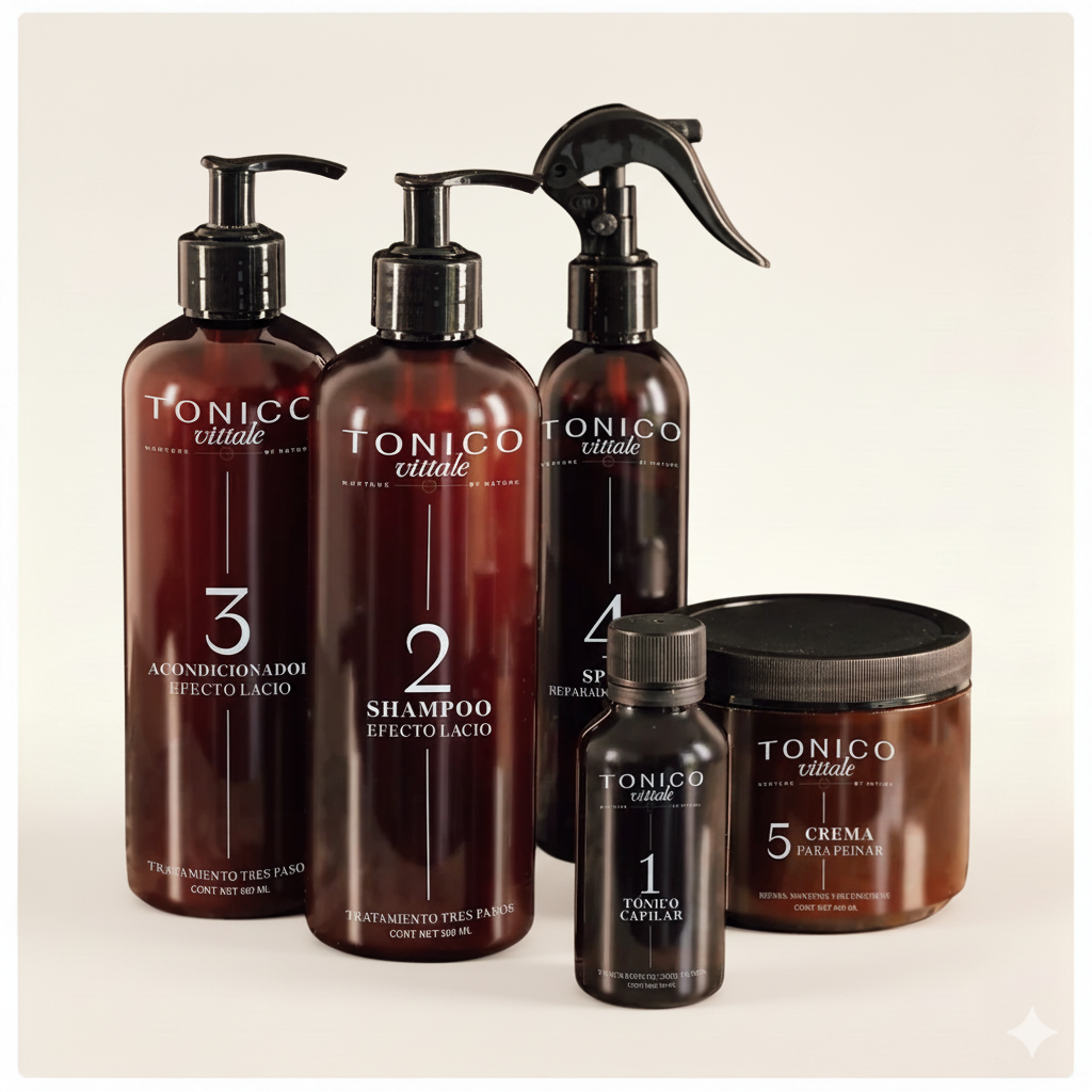 Kit 5 Pasos: Crecimiento + Reparación + Peindabilidad Cabello Lacio