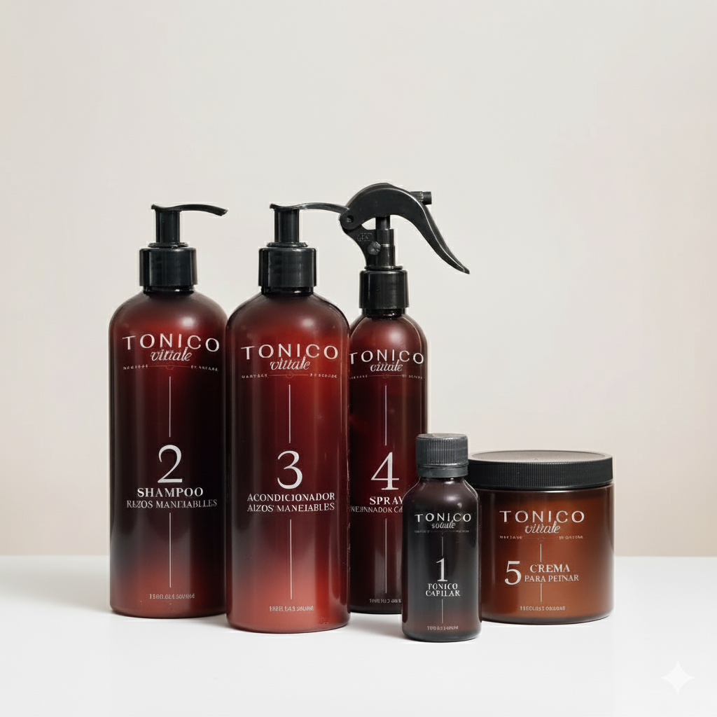 Kit 5 Pasos: Crecimiento + Reparación + Peindabilidad Cabello Rizado