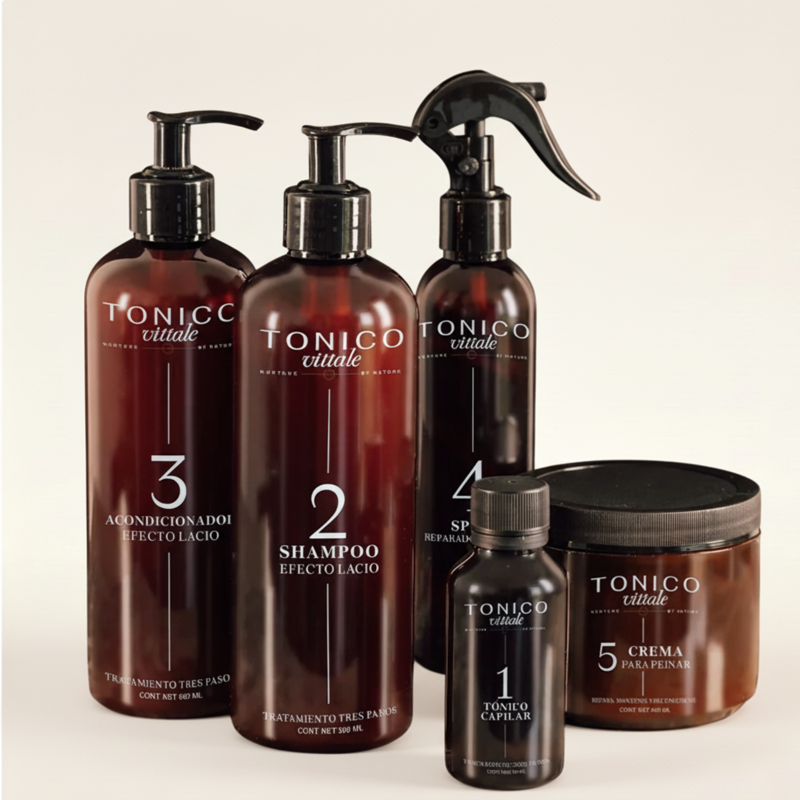 Kit 5 Pasos: Crecimiento + Reparación + Peindabilidad Cabello Rizado