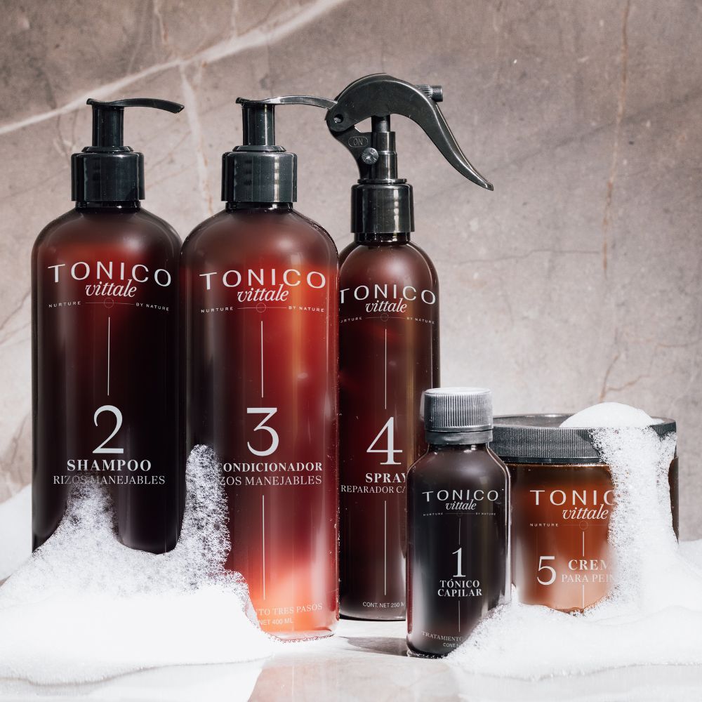 Kit 5 Pasos: Crecimiento + Reparación + Peindabilidad Cabello Rizado